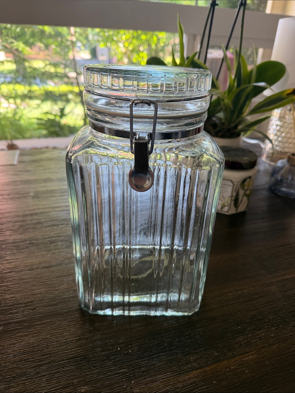 Clear Glass Airtight Canister with Metal Clamp size large